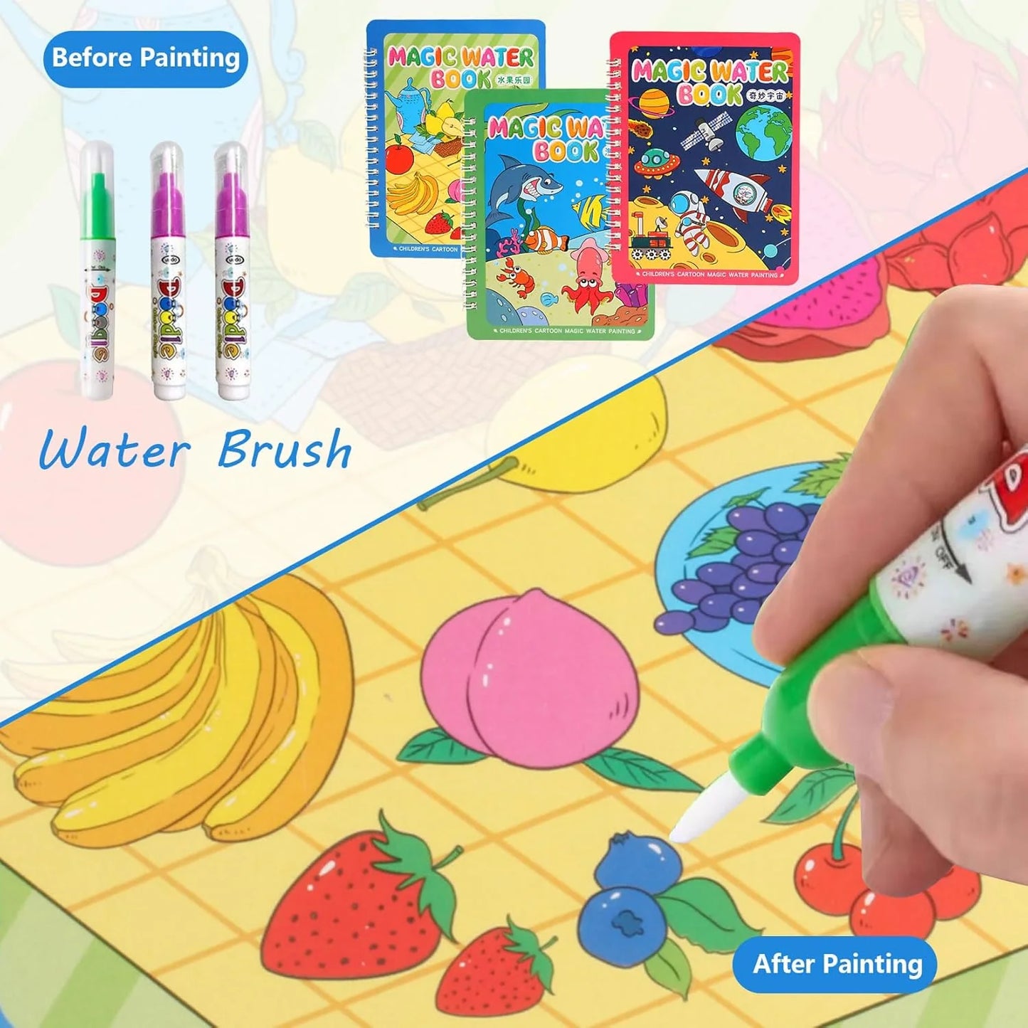Reusable™️ 8 pages Magic Water Painting & Drawing Board Book + Doodle pen